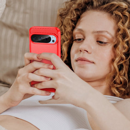 For Google Pixel 9 Carbon Fiber Brushed Texture TPU Phone Case(Red) by buy2fix