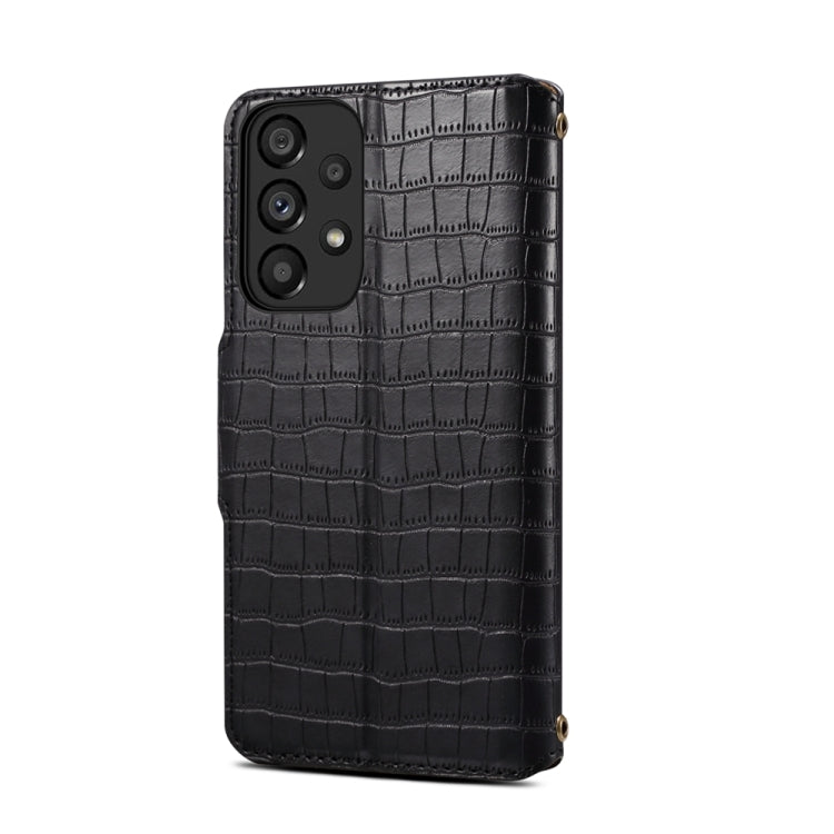 For Samsung Galaxy A23 5G Denior Crocodile Texture Oil Edge Leather Phone Case(Black) - Galaxy Phone Cases by Denior | Online Shopping UK | buy2fix