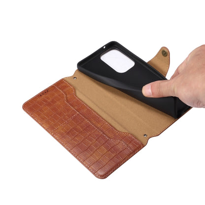 For Samsung Galaxy A32 Denior Crocodile Texture Oil Edge Leather Phone Case(Brown) - Galaxy Phone Cases by Denior | Online Shopping UK | buy2fix