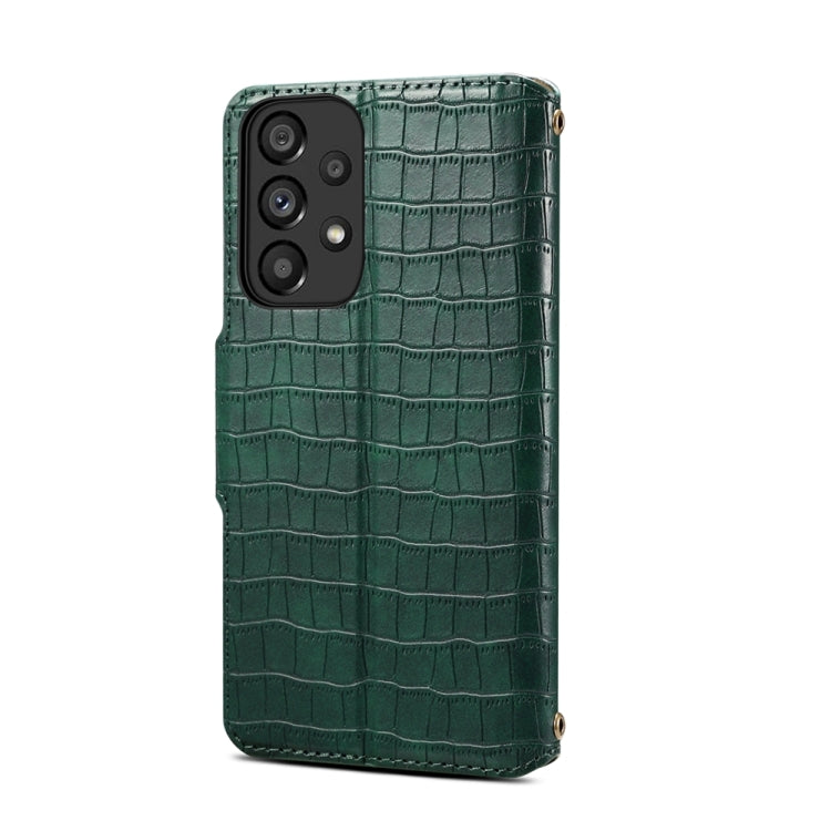 For Samsung Galaxy A32 Denior Crocodile Texture Oil Edge Leather Phone Case(Green) - Galaxy Phone Cases by Denior | Online Shopping UK | buy2fix