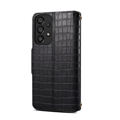 For Samsung Galaxy A32 Denior Crocodile Texture Oil Edge Leather Phone Case(Black) - Galaxy Phone Cases by Denior | Online Shopping UK | buy2fix