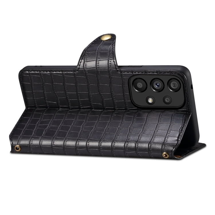 For Samsung Galaxy A32 Denior Crocodile Texture Oil Edge Leather Phone Case(Black) - Galaxy Phone Cases by Denior | Online Shopping UK | buy2fix