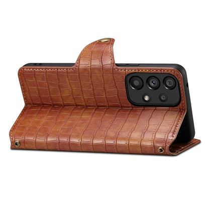 For Samsung Galaxy A33 5G Denior Crocodile Texture Oil Edge Leather Phone Case(Brown) - Galaxy Phone Cases by Denior | Online Shopping UK | buy2fix