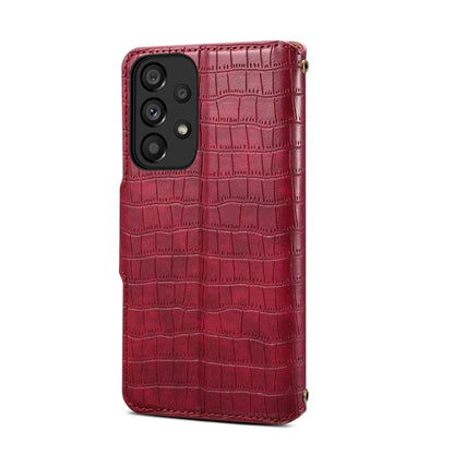 For Samsung Galaxy A33 5G Denior Crocodile Texture Oil Edge Leather Phone Case(Rose Red) - Galaxy Phone Cases by Denior | Online Shopping UK | buy2fix