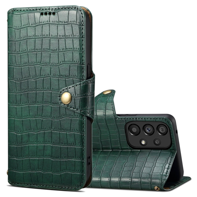 For Samsung Galaxy A33 5G Denior Crocodile Texture Oil Edge Leather Phone Case(Green) - Galaxy Phone Cases by Denior | Online Shopping UK | buy2fix