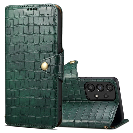 For Samsung Galaxy A33 5G Denior Crocodile Texture Oil Edge Leather Phone Case(Green) - Galaxy Phone Cases by Denior | Online Shopping UK | buy2fix