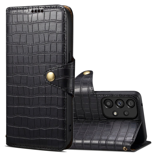 For Samsung Galaxy A33 5G Denior Crocodile Texture Oil Edge Leather Phone Case(Black) - Galaxy Phone Cases by Denior | Online Shopping UK | buy2fix