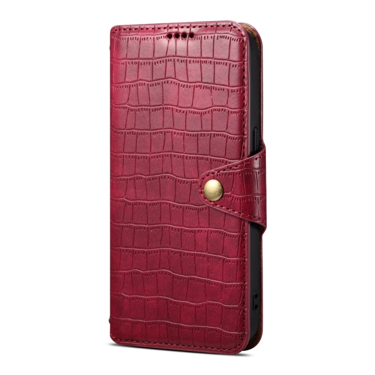 For Samsung Galaxy A52 Denior Crocodile Texture Oil Edge Leather Phone Case(Rose Red) - Galaxy Phone Cases by Denior | Online Shopping UK | buy2fix