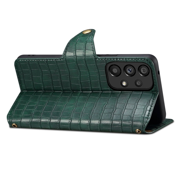 For Samsung Galaxy A52 Denior Crocodile Texture Oil Edge Leather Phone Case(Green) - Galaxy Phone Cases by Denior | Online Shopping UK | buy2fix