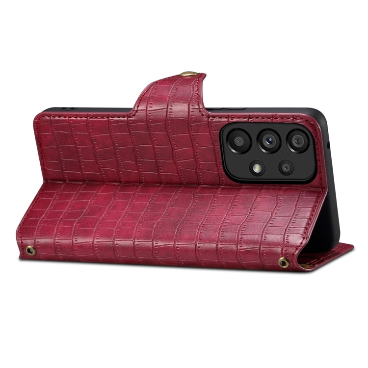 For Samsung Galaxy A53 5G Denior Crocodile Texture Oil Edge Leather Phone Case(Rose Red) - Galaxy Phone Cases by Denior | Online Shopping UK | buy2fix