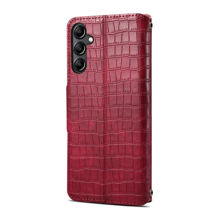 For Samsung Galaxy A05s Denior Crocodile Texture Oil Edge Leather Phone Case(Rose Red) - Galaxy Phone Cases by Denior | Online Shopping UK | buy2fix