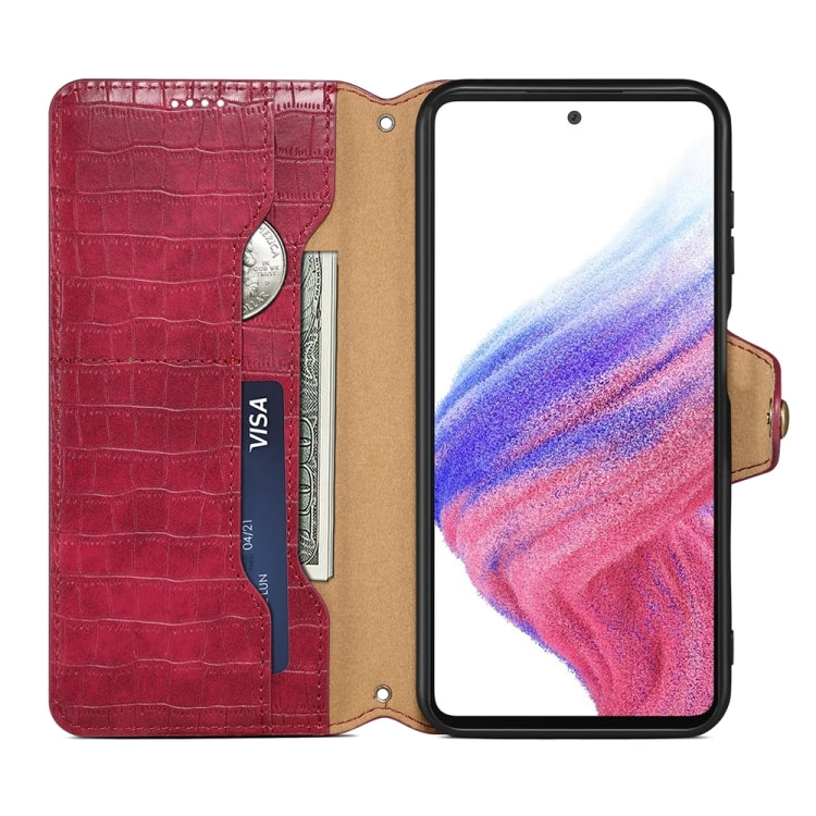 For Samsung Galaxy A13 5G Denior Crocodile Texture Oil Edge Leather Phone Case(Rose Red) - Galaxy Phone Cases by Denior | Online Shopping UK | buy2fix