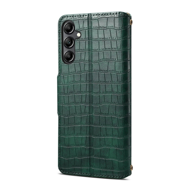 For Samsung Galaxy A13 5G Denior Crocodile Texture Oil Edge Leather Phone Case(Green) - Galaxy Phone Cases by Denior | Online Shopping UK | buy2fix