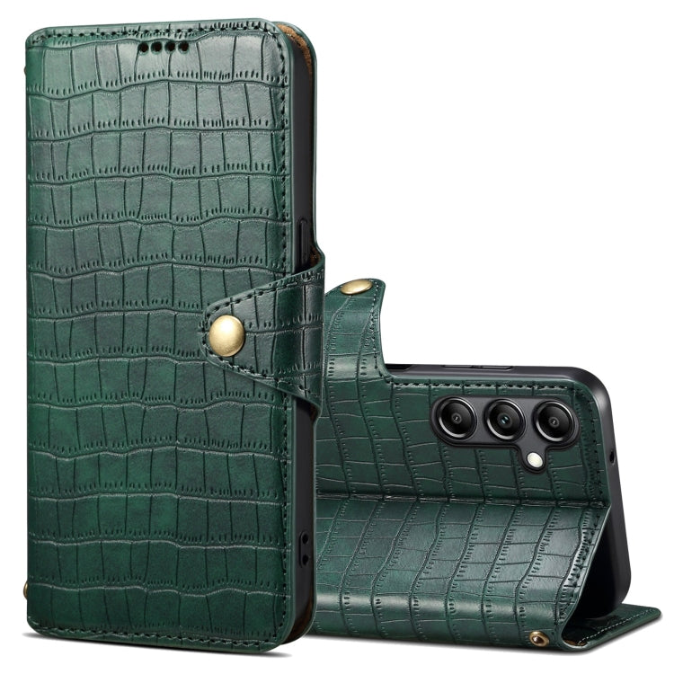 For Samsung Galaxy A24 5G Denior Crocodile Texture Oil Edge Leather Phone Case(Green) - Galaxy Phone Cases by Denior | Online Shopping UK | buy2fix