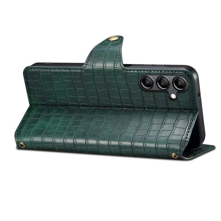 For Samsung Galaxy A24 5G Denior Crocodile Texture Oil Edge Leather Phone Case(Green) - Galaxy Phone Cases by Denior | Online Shopping UK | buy2fix