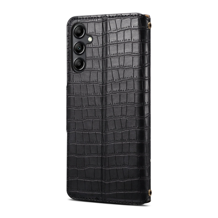 For Samsung Galaxy A34 5G Denior Crocodile Texture Oil Edge Leather Phone Case(Black) - Galaxy Phone Cases by Denior | Online Shopping UK | buy2fix