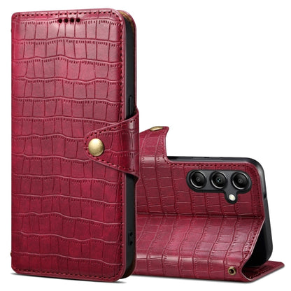 For Samsung Galaxy A54 5G Denior Crocodile Texture Oil Edge Leather Phone Case(Rose Red) - Galaxy Phone Cases by Denior | Online Shopping UK | buy2fix