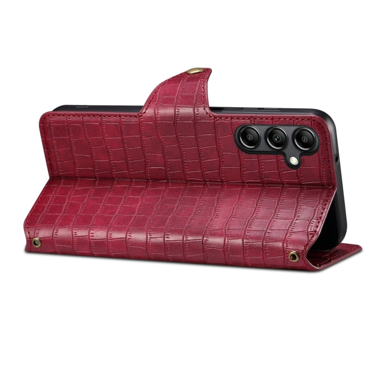 For Samsung Galaxy A54 5G Denior Crocodile Texture Oil Edge Leather Phone Case(Rose Red) - Galaxy Phone Cases by Denior | Online Shopping UK | buy2fix