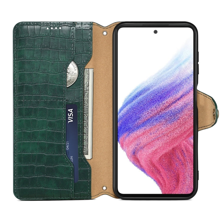 For Samsung Galaxy S23 Denior Crocodile Texture Oil Edge Leather Phone Case(Green) - Galaxy S23 5G Cases by Denior | Online Shopping UK | buy2fix
