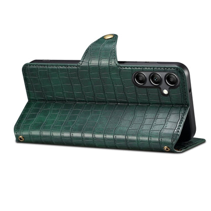 For Samsung Galaxy S23 Denior Crocodile Texture Oil Edge Leather Phone Case(Green) - Galaxy S23 5G Cases by Denior | Online Shopping UK | buy2fix