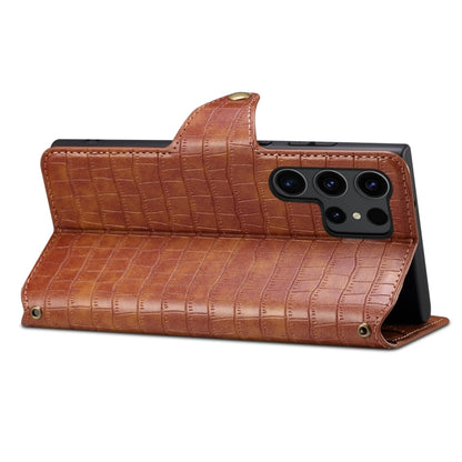 For Samsung Galaxy A05 Denior Crocodile Texture Oil Edge Leather Phone Case(Brown) - Galaxy Phone Cases by Denior | Online Shopping UK | buy2fix