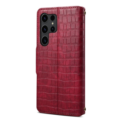 For Samsung Galaxy A05 Denior Crocodile Texture Oil Edge Leather Phone Case(Rose Red) - Galaxy Phone Cases by Denior | Online Shopping UK | buy2fix