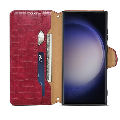 For Samsung Galaxy A05 Denior Crocodile Texture Oil Edge Leather Phone Case(Rose Red) - Galaxy Phone Cases by Denior | Online Shopping UK | buy2fix