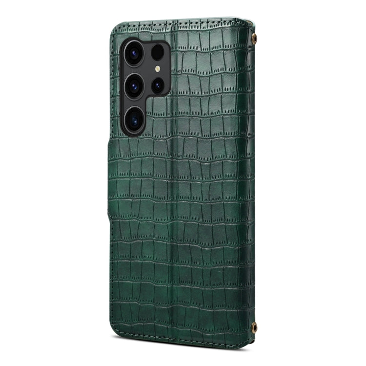 For Samsung Galaxy A05 Denior Crocodile Texture Oil Edge Leather Phone Case(Green) - Galaxy Phone Cases by Denior | Online Shopping UK | buy2fix