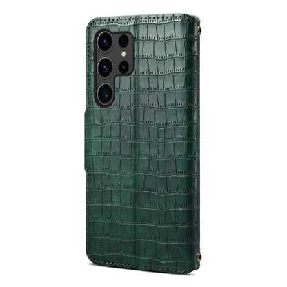 For Samsung Galaxy A05 Denior Crocodile Texture Oil Edge Leather Phone Case(Green) - Galaxy Phone Cases by Denior | Online Shopping UK | buy2fix