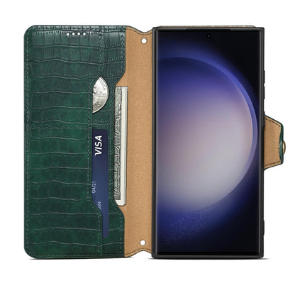 For Samsung Galaxy A05 Denior Crocodile Texture Oil Edge Leather Phone Case(Green) - Galaxy Phone Cases by Denior | Online Shopping UK | buy2fix