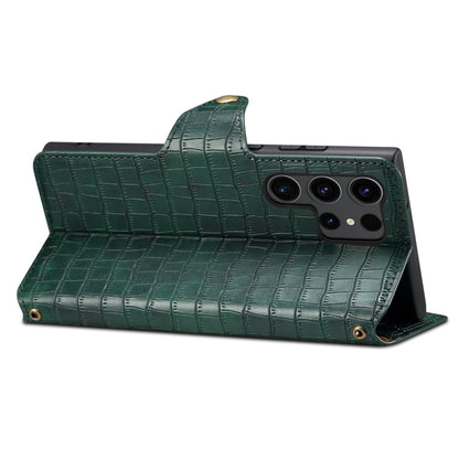 For Samsung Galaxy A05 Denior Crocodile Texture Oil Edge Leather Phone Case(Green) - Galaxy Phone Cases by Denior | Online Shopping UK | buy2fix