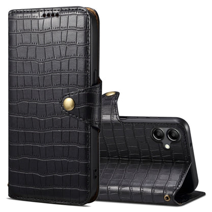 For Samsung Galaxy A05 Denior Crocodile Texture Oil Edge Leather Phone Case(Black) - Galaxy Phone Cases by Denior | Online Shopping UK | buy2fix
