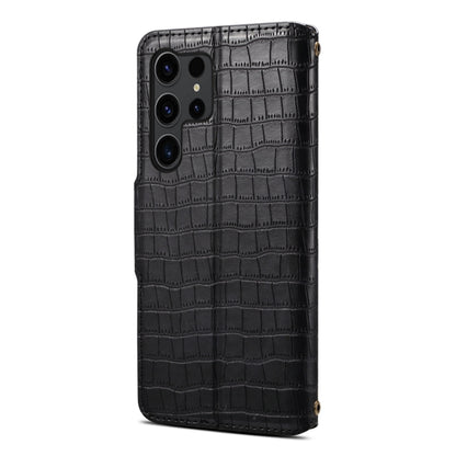 For Samsung Galaxy A05 Denior Crocodile Texture Oil Edge Leather Phone Case(Black) - Galaxy Phone Cases by Denior | Online Shopping UK | buy2fix