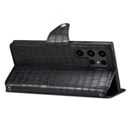 For Samsung Galaxy A05 Denior Crocodile Texture Oil Edge Leather Phone Case(Black) - Galaxy Phone Cases by Denior | Online Shopping UK | buy2fix