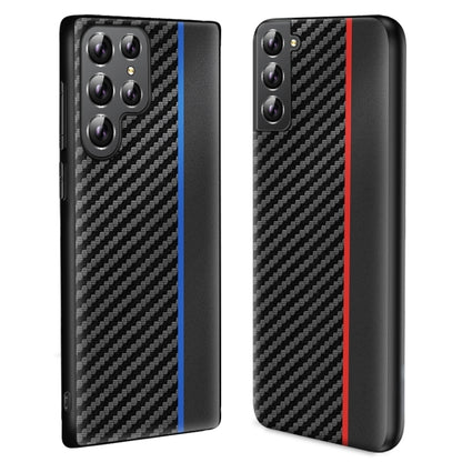 For Samsung Galaxy S25 5G Ultra-thin Carbon Fiber Texture Splicing Phone Case(Red) by buy2fix