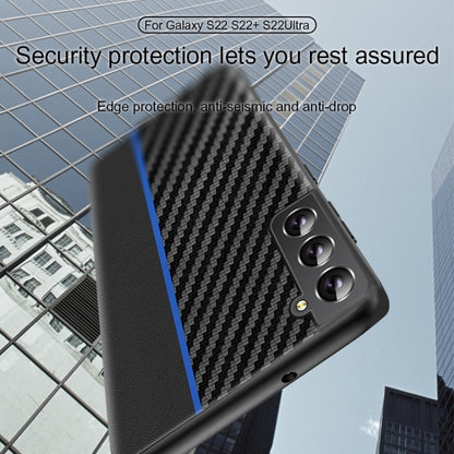 For Samsung Galaxy S25+ 5G Ultra-thin Carbon Fiber Texture Splicing Phone Case(Blue) by buy2fix