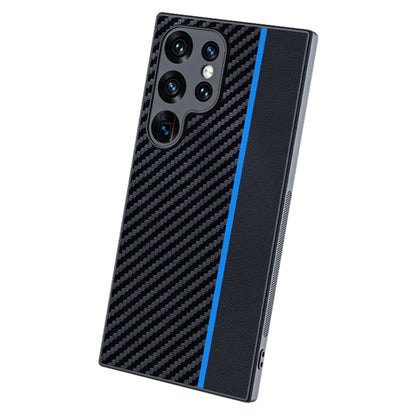 For Samsung Galaxy S25 Ultra 5G Ultra-thin Carbon Fiber Texture Splicing Phone Case(Blue) by buy2fix