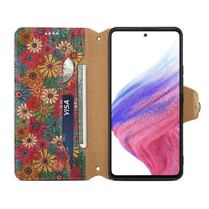For Samsung Galaxy A23 5G Denior Flower Language Series Cork Fabric Oil Edge Leather Phone Case(Spring) - Galaxy Phone Cases by Denior | Online Shopping UK | buy2fix