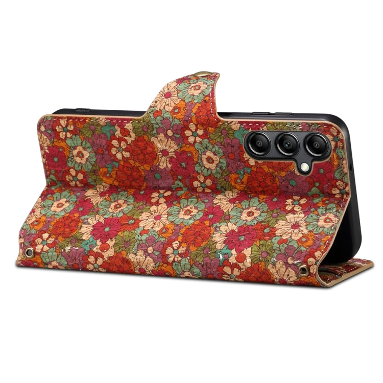 For Samsung Galaxy A24 5G Denior Flower Language Series Cork Fabric Oil Edge Leather Phone Case(Summer) - Galaxy Phone Cases by Denior | Online Shopping UK | buy2fix