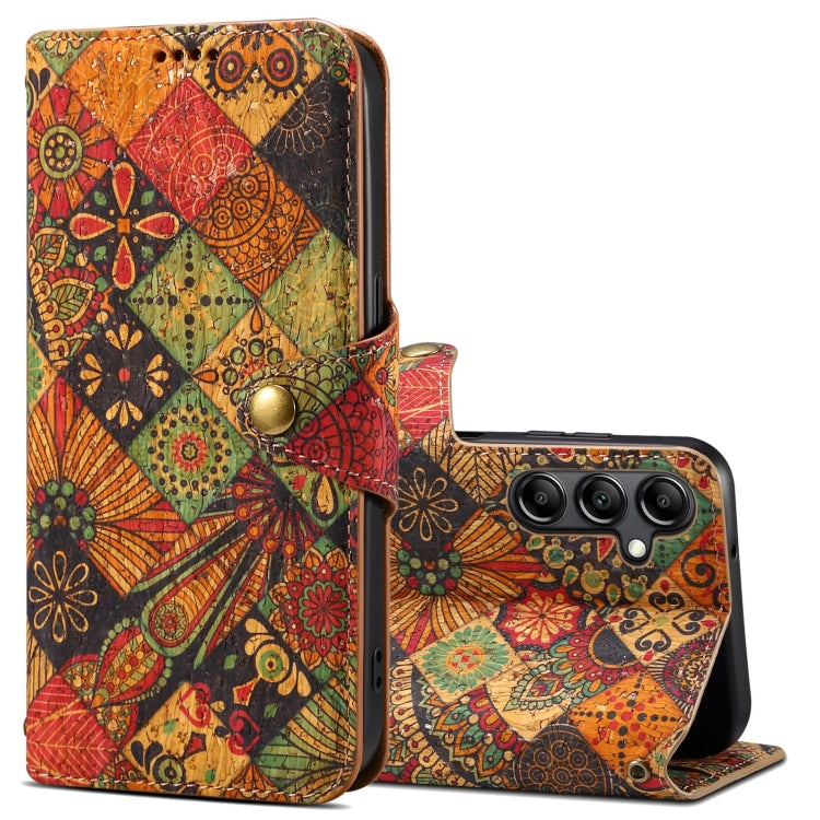 For Samsung Galaxy A24 5G Denior Flower Language Series Cork Fabric Oil Edge Leather Phone Case(Autumn) - Galaxy Phone Cases by Denior | Online Shopping UK | buy2fix