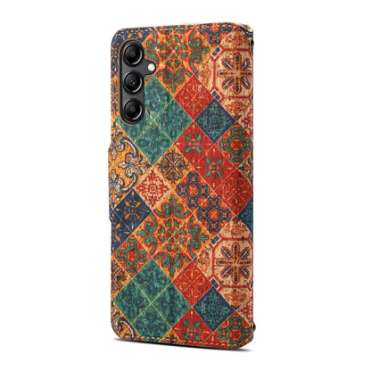 For Samsung Galaxy A34 5G Denior Flower Language Series Cork Fabric Oil Edge Leather Phone Case(Winter) - Galaxy Phone Cases by Denior | Online Shopping UK | buy2fix