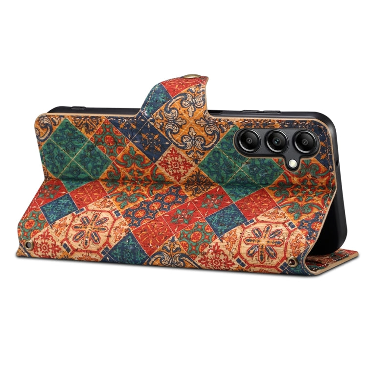 For Samsung Galaxy A34 5G Denior Flower Language Series Cork Fabric Oil Edge Leather Phone Case(Winter) - Galaxy Phone Cases by Denior | Online Shopping UK | buy2fix