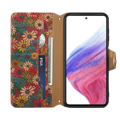 For Samsung Galaxy A54 5G Denior Flower Language Series Cork Fabric Oil Edge Leather Phone Case(Spring) - Galaxy Phone Cases by Denior | Online Shopping UK | buy2fix