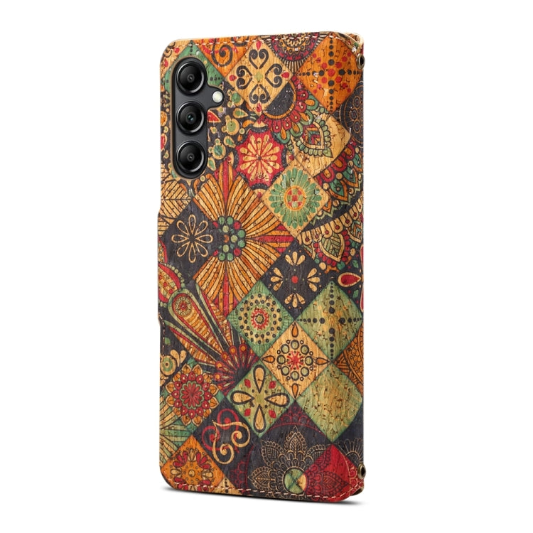 For Samsung Galaxy A54 5G Denior Flower Language Series Cork Fabric Oil Edge Leather Phone Case(Autumn) - Galaxy Phone Cases by Denior | Online Shopping UK | buy2fix
