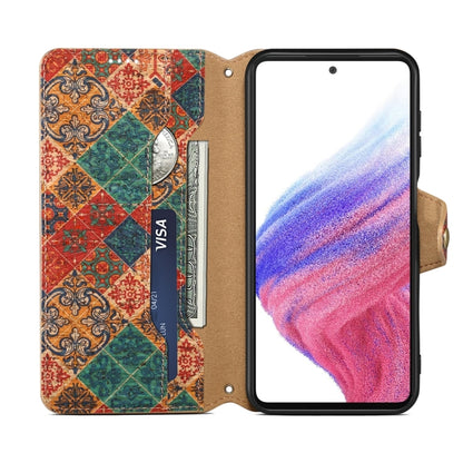 For Samsung Galaxy A54 5G Denior Flower Language Series Cork Fabric Oil Edge Leather Phone Case(Winter) - Galaxy Phone Cases by Denior | Online Shopping UK | buy2fix