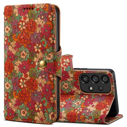 For Samsung Galaxy A53 5G Denior Flower Language Series Cork Fabric Oil Edge Leather Phone Case(Summer) - Galaxy Phone Cases by Denior | Online Shopping UK | buy2fix