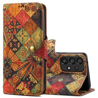 For Samsung Galaxy A53 5G Denior Flower Language Series Cork Fabric Oil Edge Leather Phone Case(Autumn) - Galaxy Phone Cases by Denior | Online Shopping UK | buy2fix