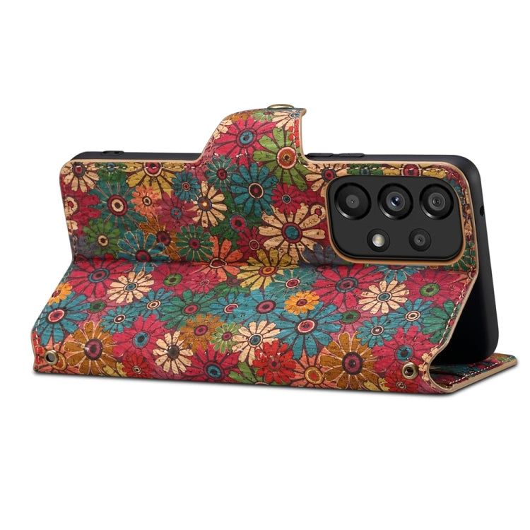 For Samsung Galaxy A33 5G Denior Flower Language Series Cork Fabric Oil Edge Leather Phone Case(Spring) - Galaxy Phone Cases by Denior | Online Shopping UK | buy2fix