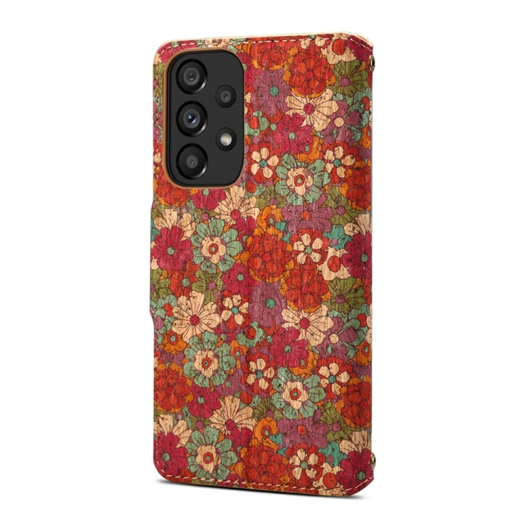 For Samsung Galaxy A33 5G Denior Flower Language Series Cork Fabric Oil Edge Leather Phone Case(Summer) - Galaxy Phone Cases by Denior | Online Shopping UK | buy2fix