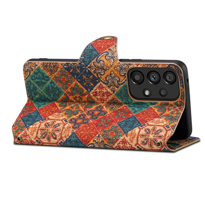 For Samsung Galaxy A33 5G Denior Flower Language Series Cork Fabric Oil Edge Leather Phone Case(Winter) - Galaxy Phone Cases by Denior | Online Shopping UK | buy2fix